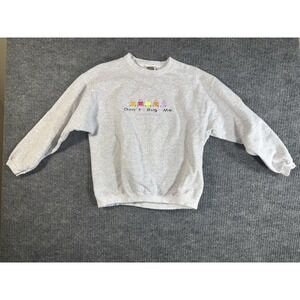Graphic Print Sweatshirt Gray Crew Neck Medium Las Vegas Pullover Small